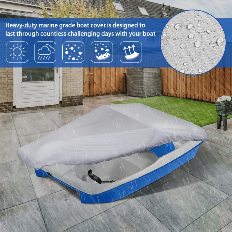 iCOVER Pedal Boat Cover, Fits 3 or 5 Person Paddle Boats Water Proof Heavy Duty Paddles Covers, Grey - Image 4